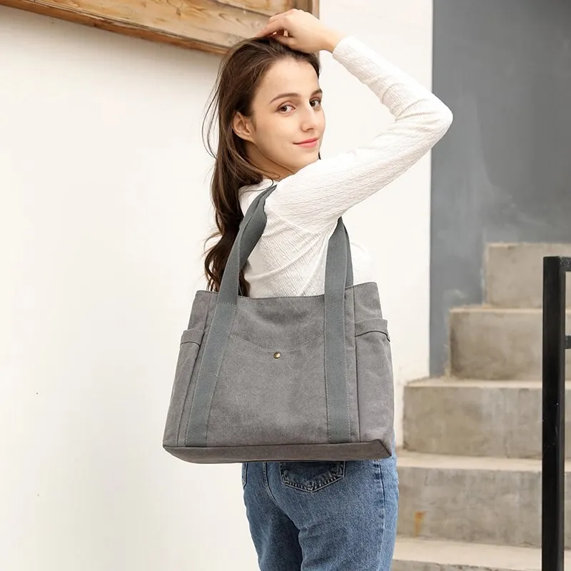 Canvas Bag 2021 New Women's Shoulder Bag Large Capacity Waterproof Handbags