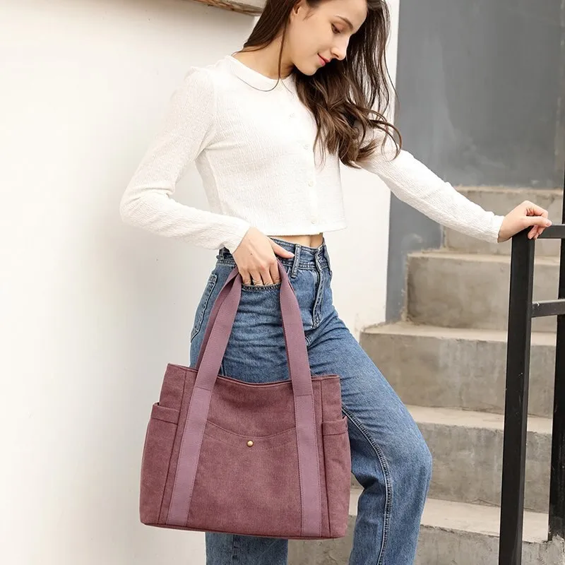 Canvas Bag 2021 New Women's Shoulder Bag Large Capacity Waterproof Handbags