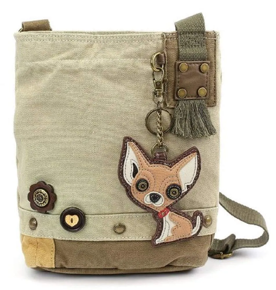 Chala Patch Cross-Body Women Handbag, Sand Color Canvas Messenger Bag