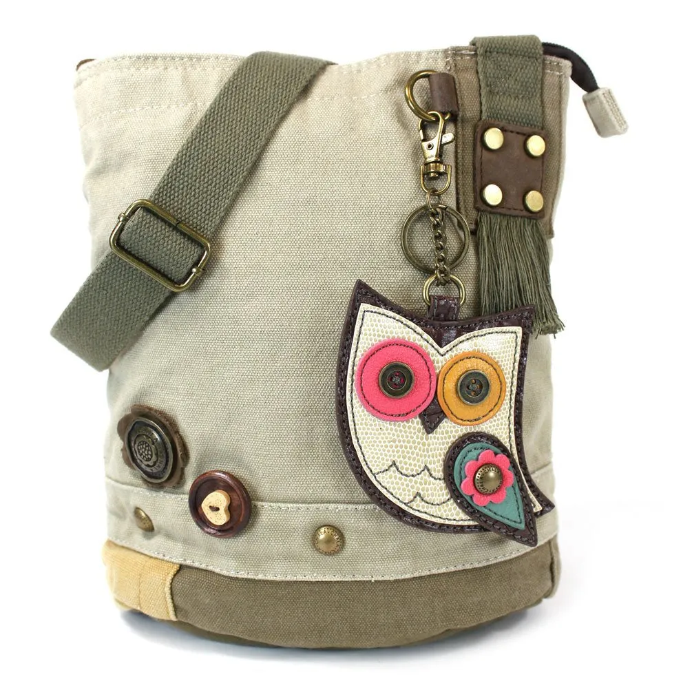 Chala Patch Cross-Body Women Handbag, Sand Color Canvas Messenger Bag