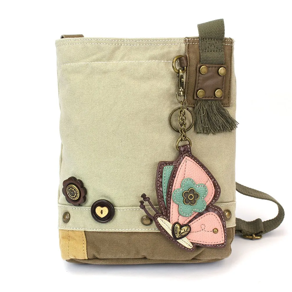Chala Patch Cross-Body Women Handbag, Sand Color Canvas Messenger Bag