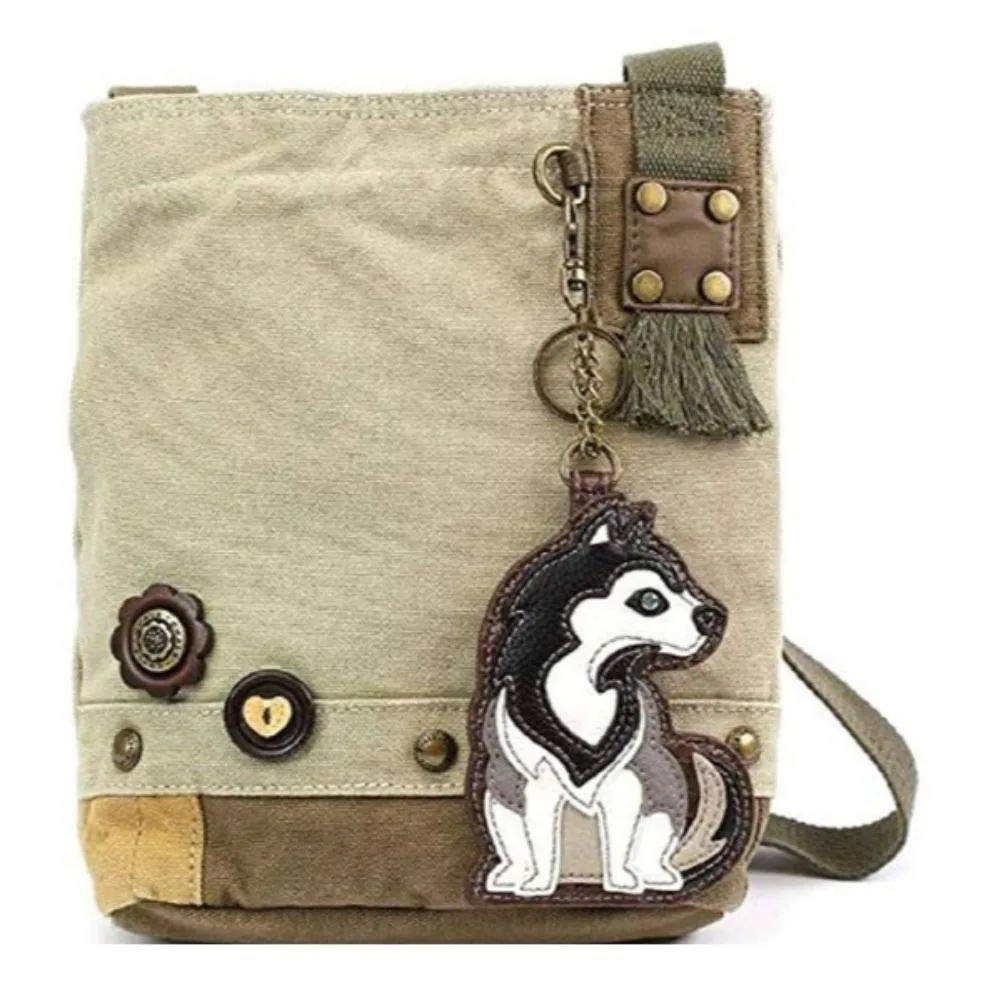 Chala Patch Cross-Body Women Handbag, Sand Color Canvas Messenger Bag