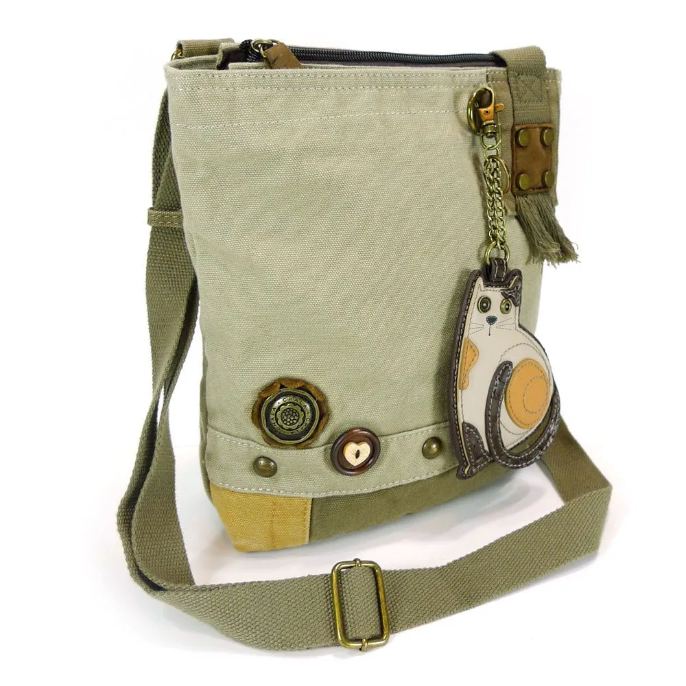 Chala Patch Cross-Body Women Handbag, Sand Color Canvas Messenger Bag