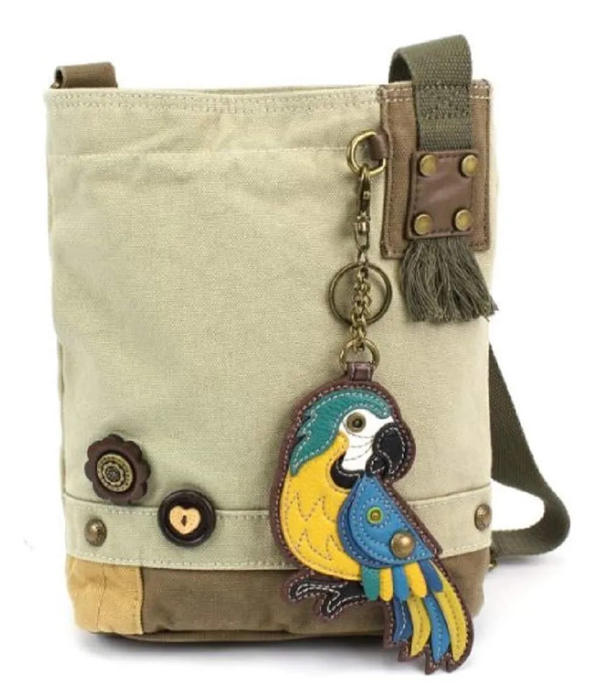 Chala Patch Cross-Body Women Handbag, Sand Color Canvas Messenger Bag