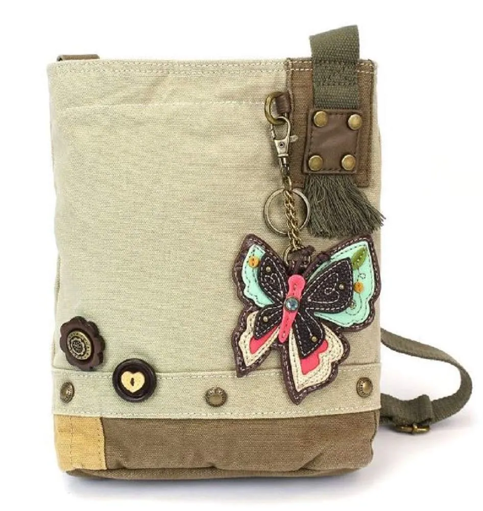 Chala Patch Cross-Body Women Handbag, Sand Color Canvas Messenger Bag