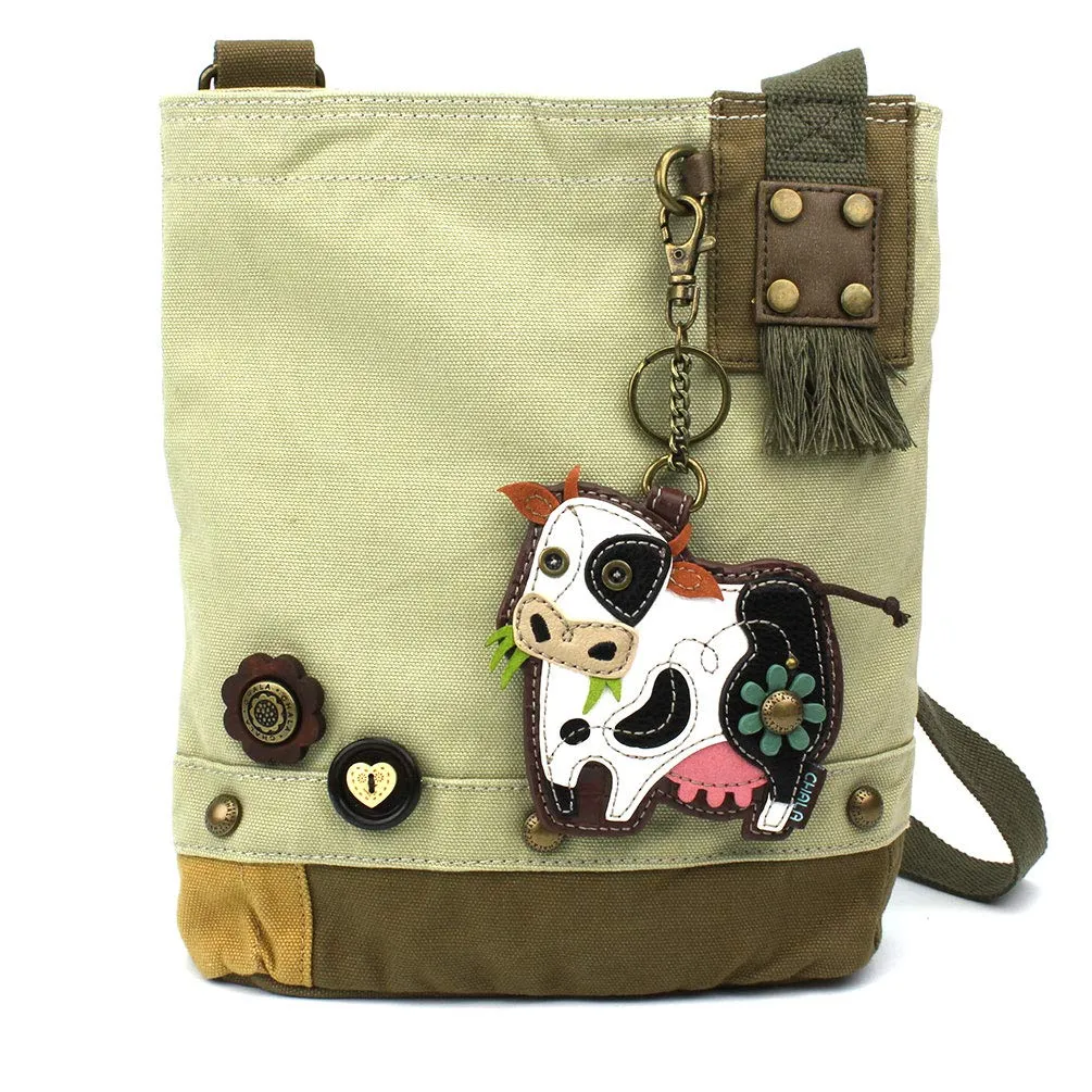 Chala Patch Cross-Body Women Handbag, Sand Color Canvas Messenger Bag