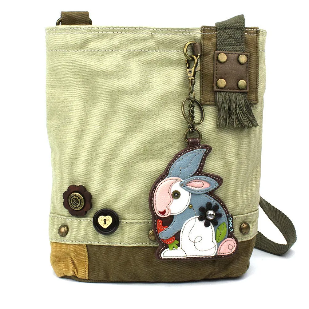 Chala Patch Cross-Body Women Handbag, Sand Color Canvas Messenger Bag
