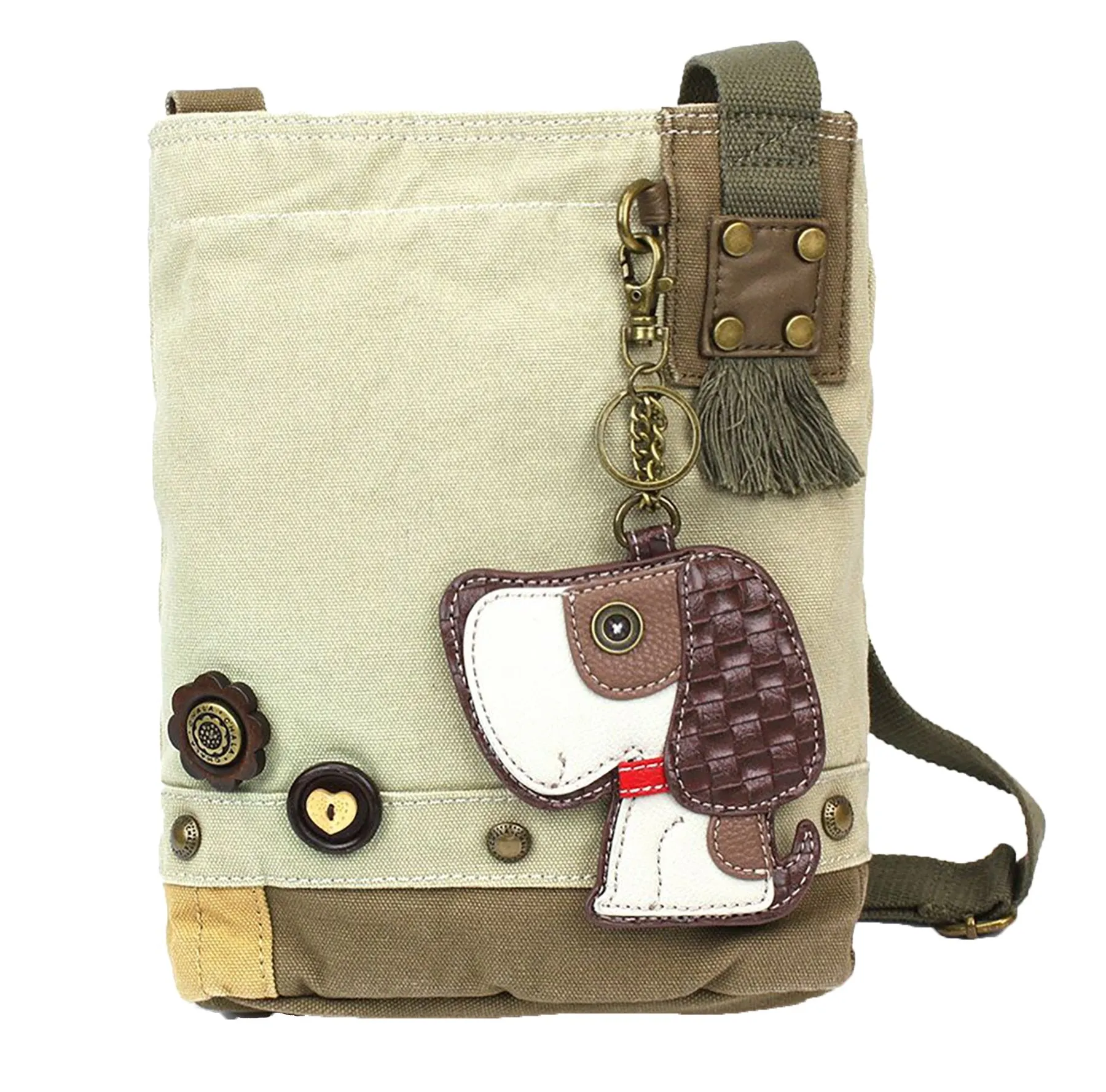 Chala Patch Cross-Body Women Handbag, Sand Color Canvas Messenger Bag