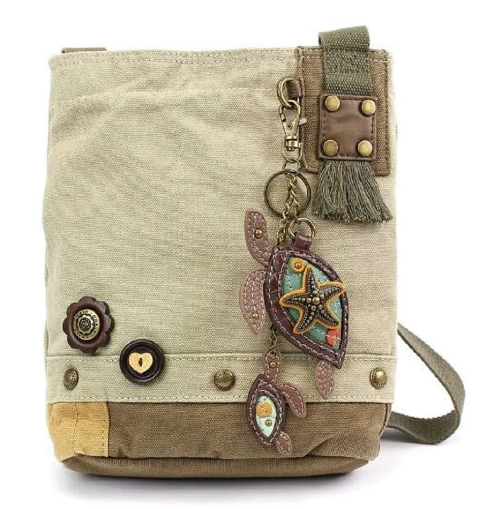 Chala Patch Cross-Body Women Handbag, Sand Color Canvas Messenger Bag