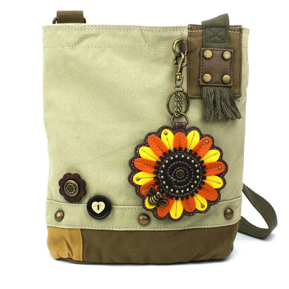 Chala Patch Cross-Body Women Handbag, Sand Color Canvas Messenger Bag