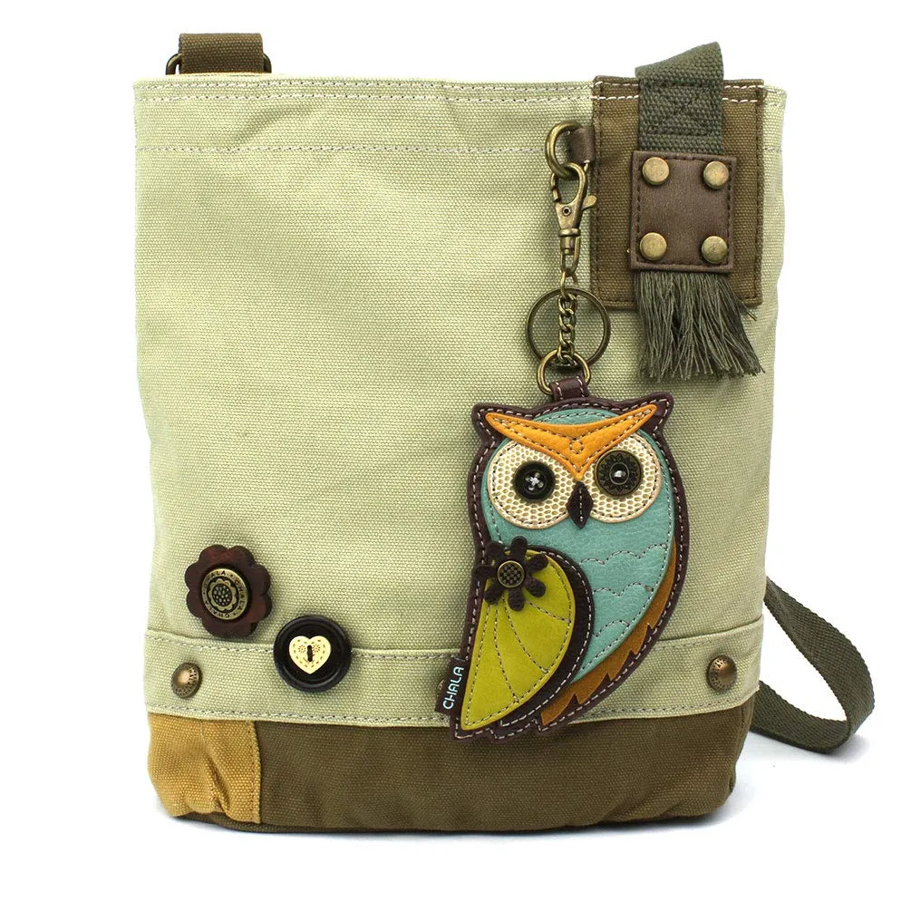 Chala Patch Cross-Body Women Handbag, Sand Color Canvas Messenger Bag