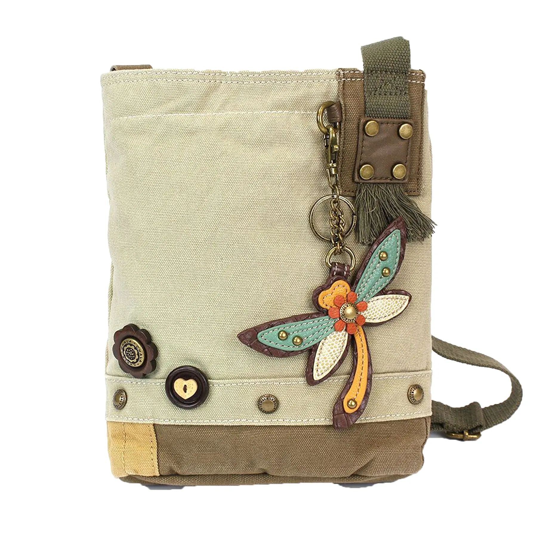 Chala Patch Cross-Body Women Handbag, Sand Color Canvas Messenger Bag