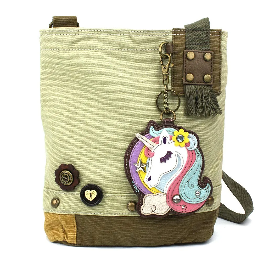 Chala Patch Cross-Body Women Handbag, Sand Color Canvas Messenger Bag
