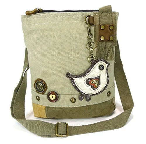 Chala Patch Cross-Body Women Handbag, Sand Color Canvas Messenger Bag