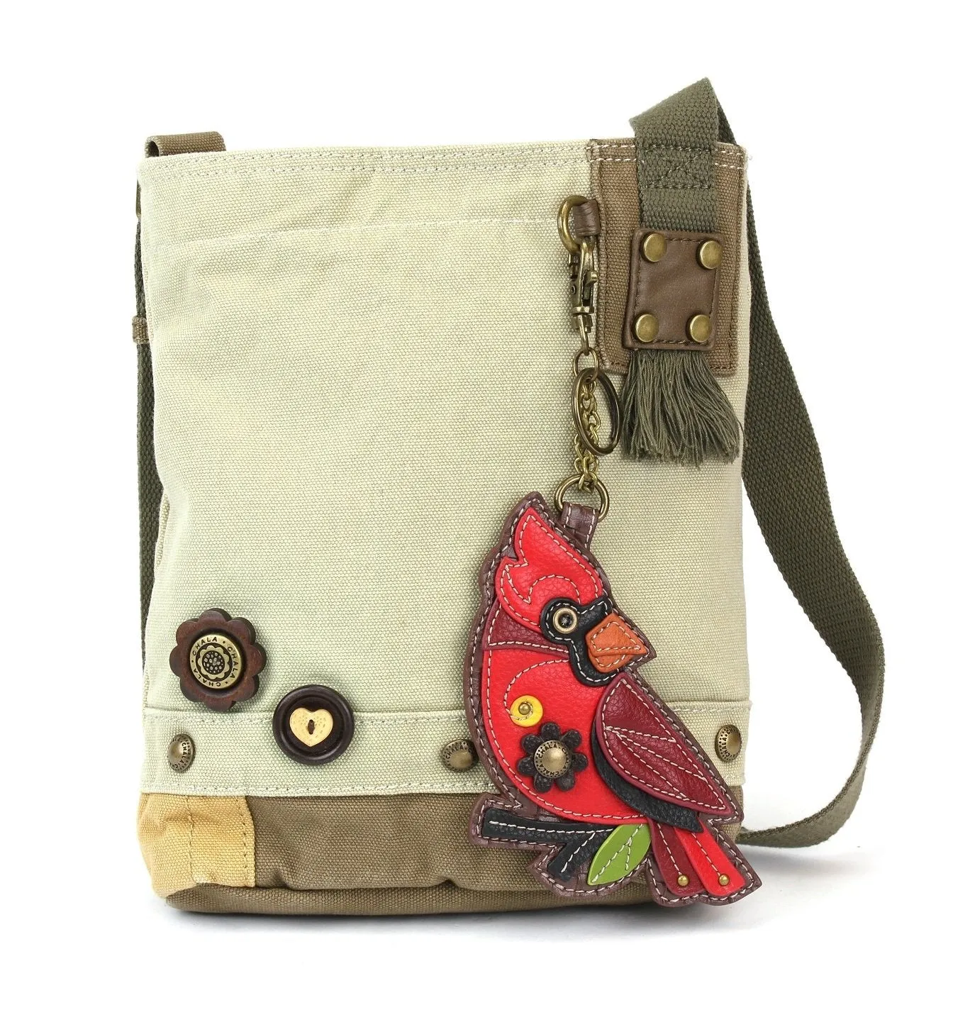 Chala Patch Cross-Body Women Handbag, Sand Color Canvas Messenger Bag