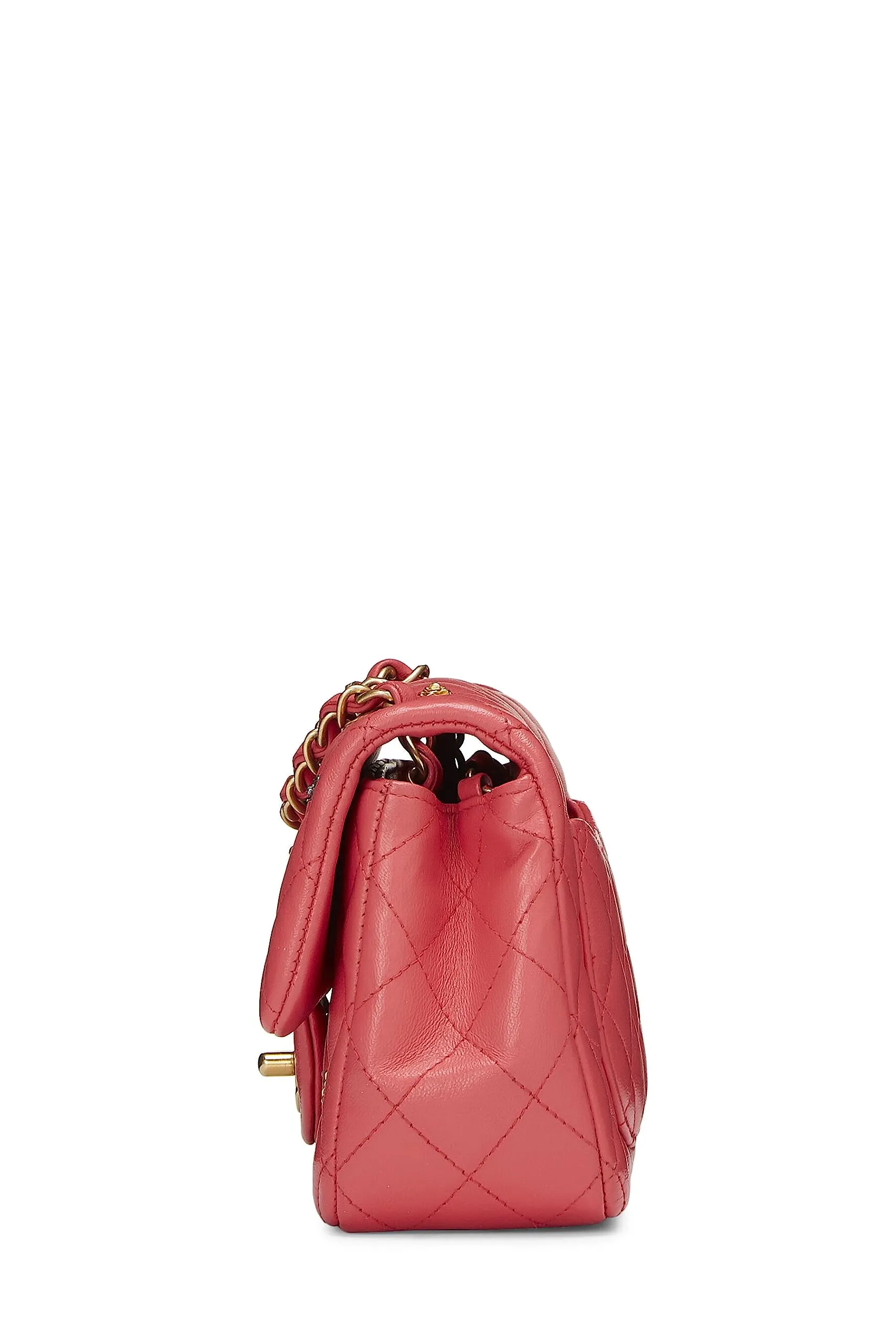 Chanel,  Pink Lambskin Lucky Charm Rectangular Flap Mini, Pink