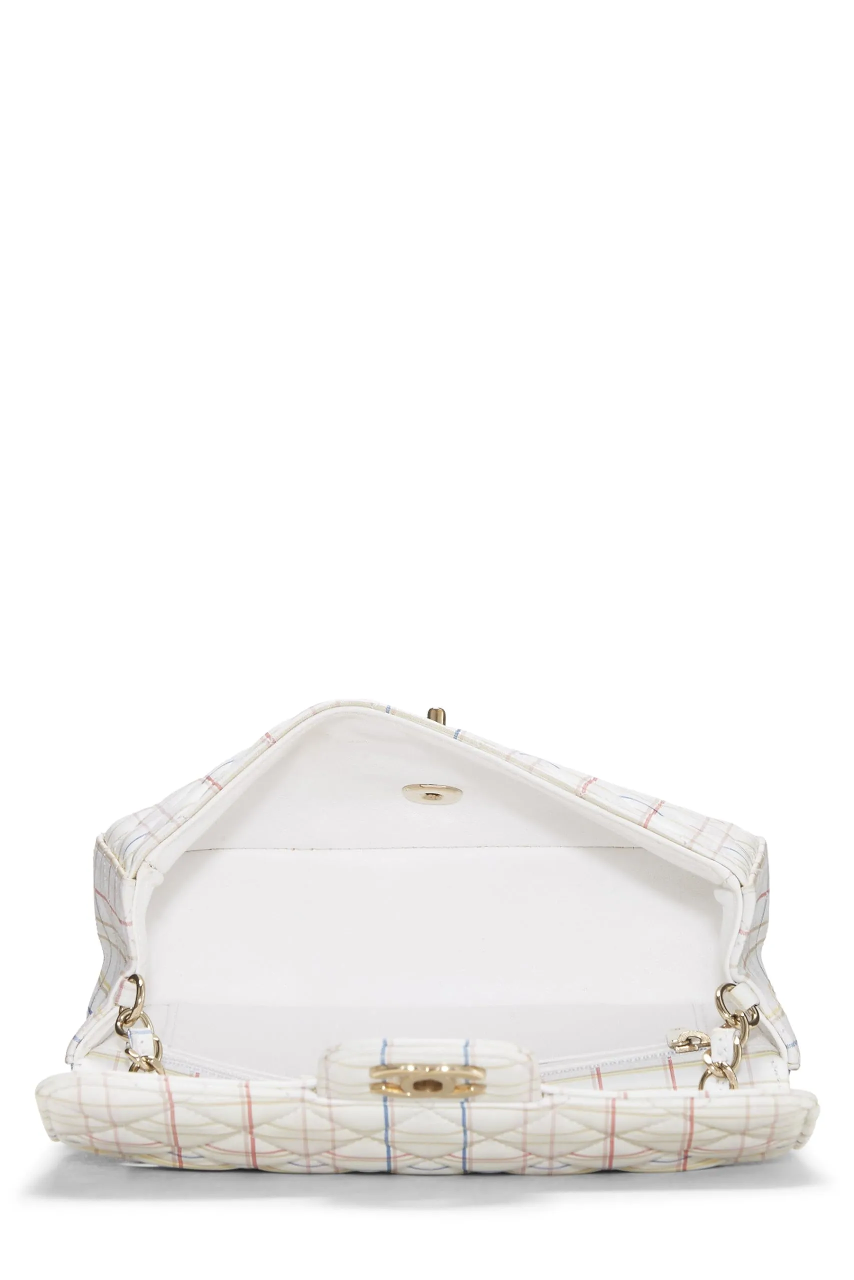 Chanel,  White & Multicolor Plaid Calfskin Rectangular Flap Mini, Multi
