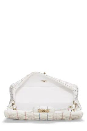 Chanel,  White & Multicolor Plaid Calfskin Rectangular Flap Mini, Multi