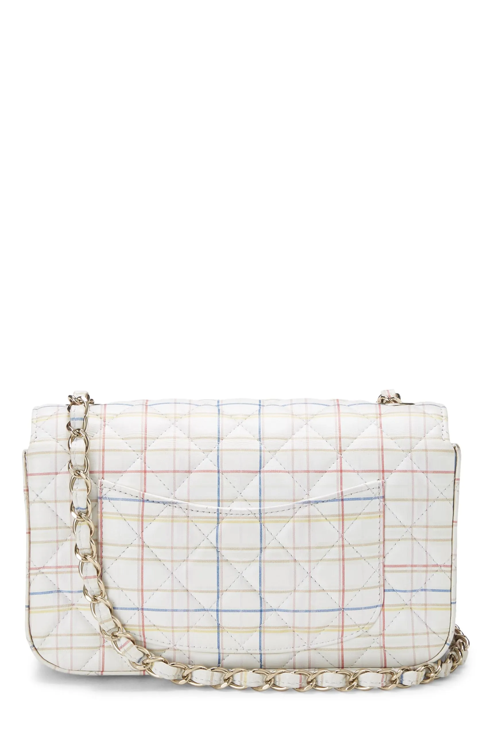 Chanel,  White & Multicolor Plaid Calfskin Rectangular Flap Mini, Multi