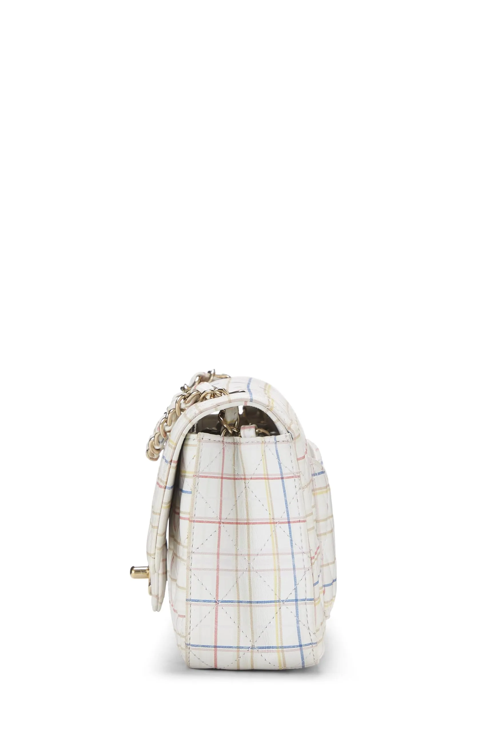 Chanel,  White & Multicolor Plaid Calfskin Rectangular Flap Mini, Multi