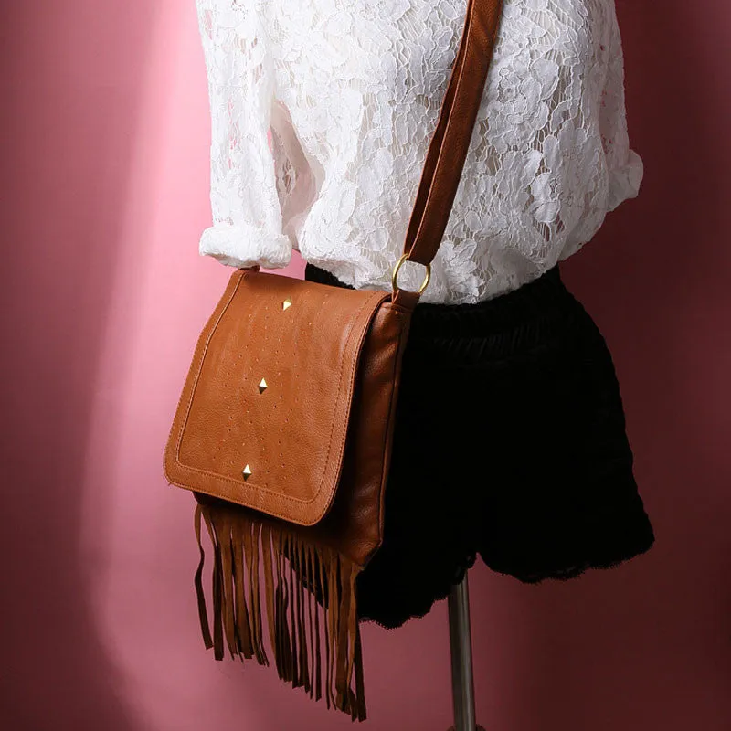 Fashion Tassel PU Leather Retro Style Women's Shoulder Crossbody Bag