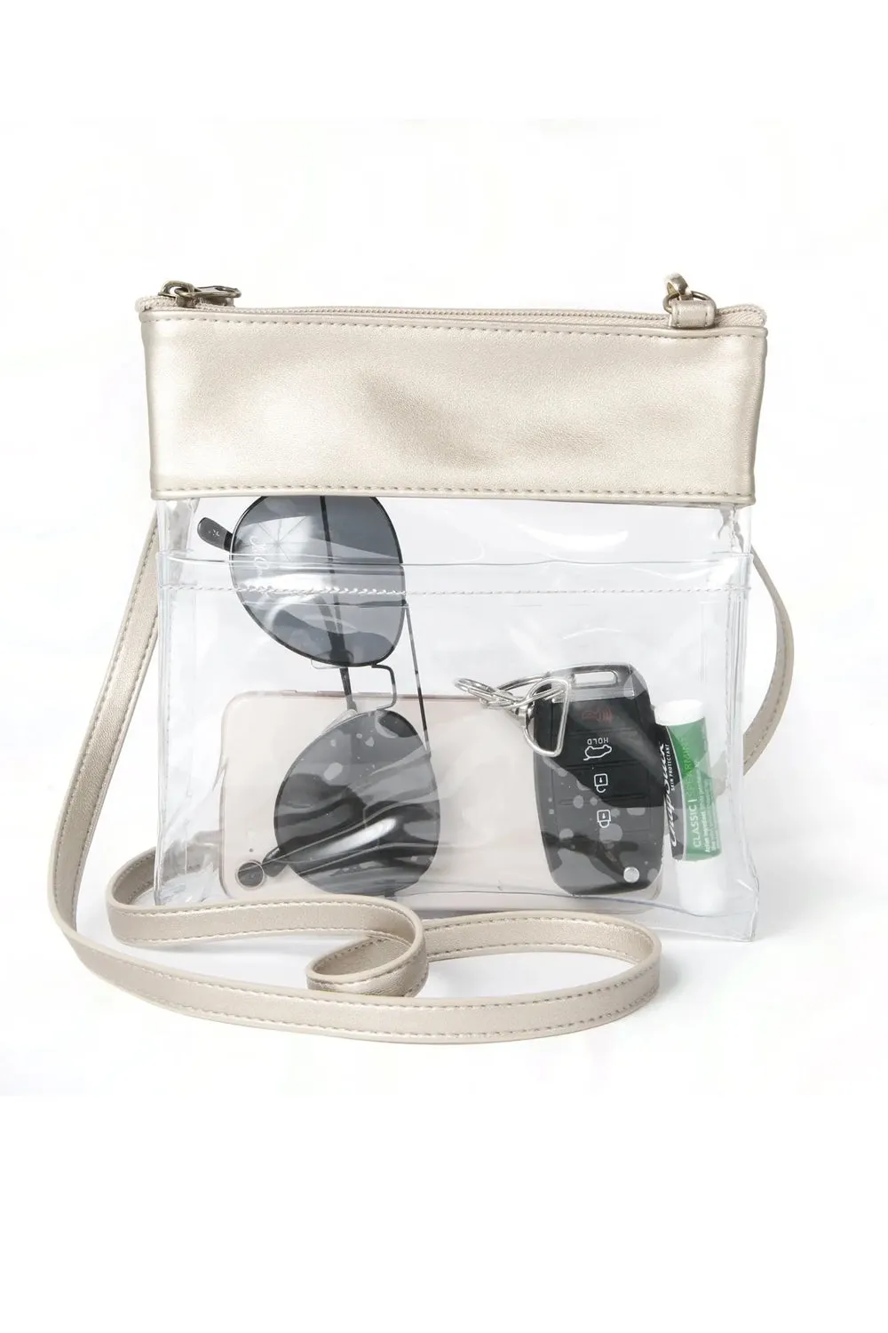 Game Day Clear Crossbody Bag - Gold