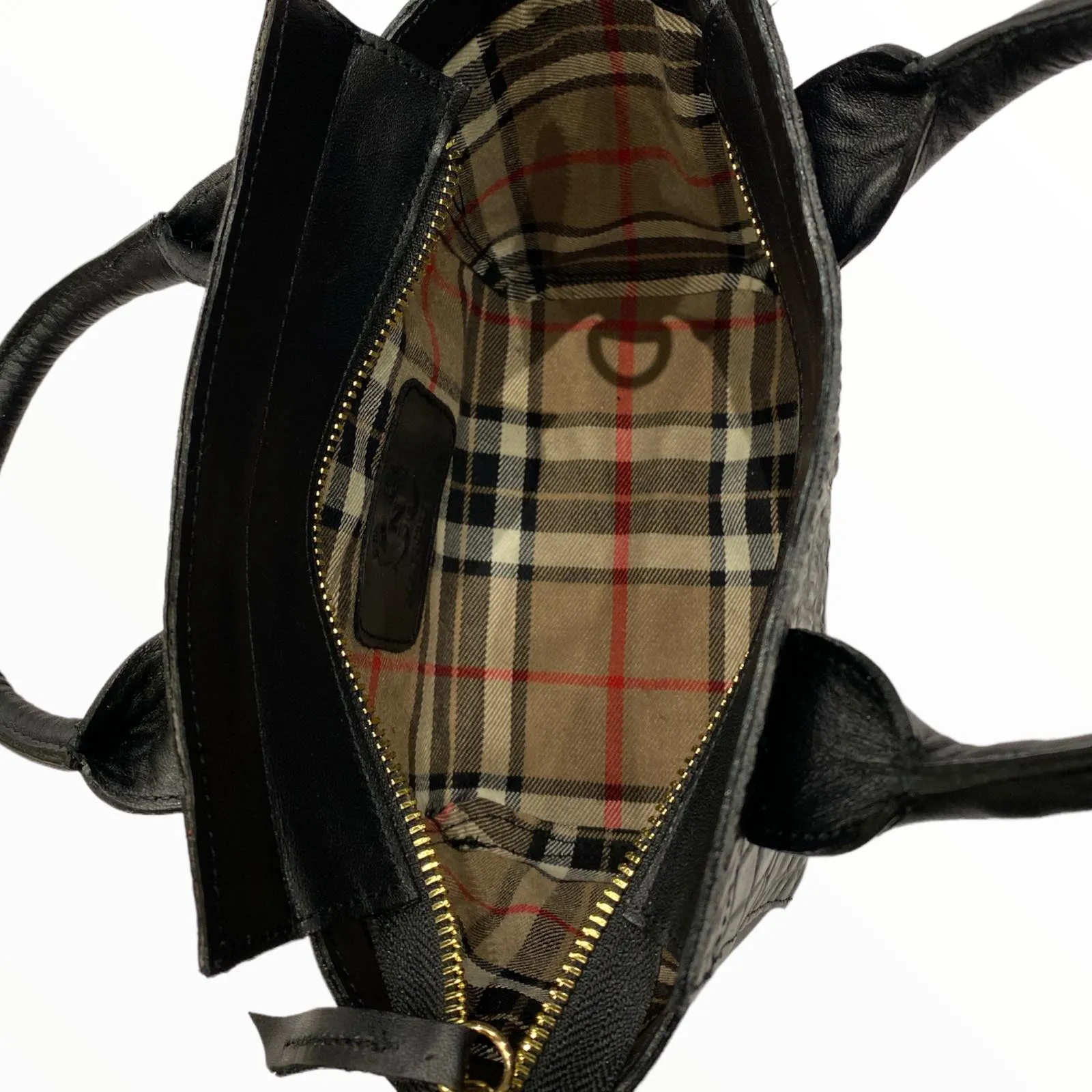 Gina mini. Black and beige calf-hair leather tote bag