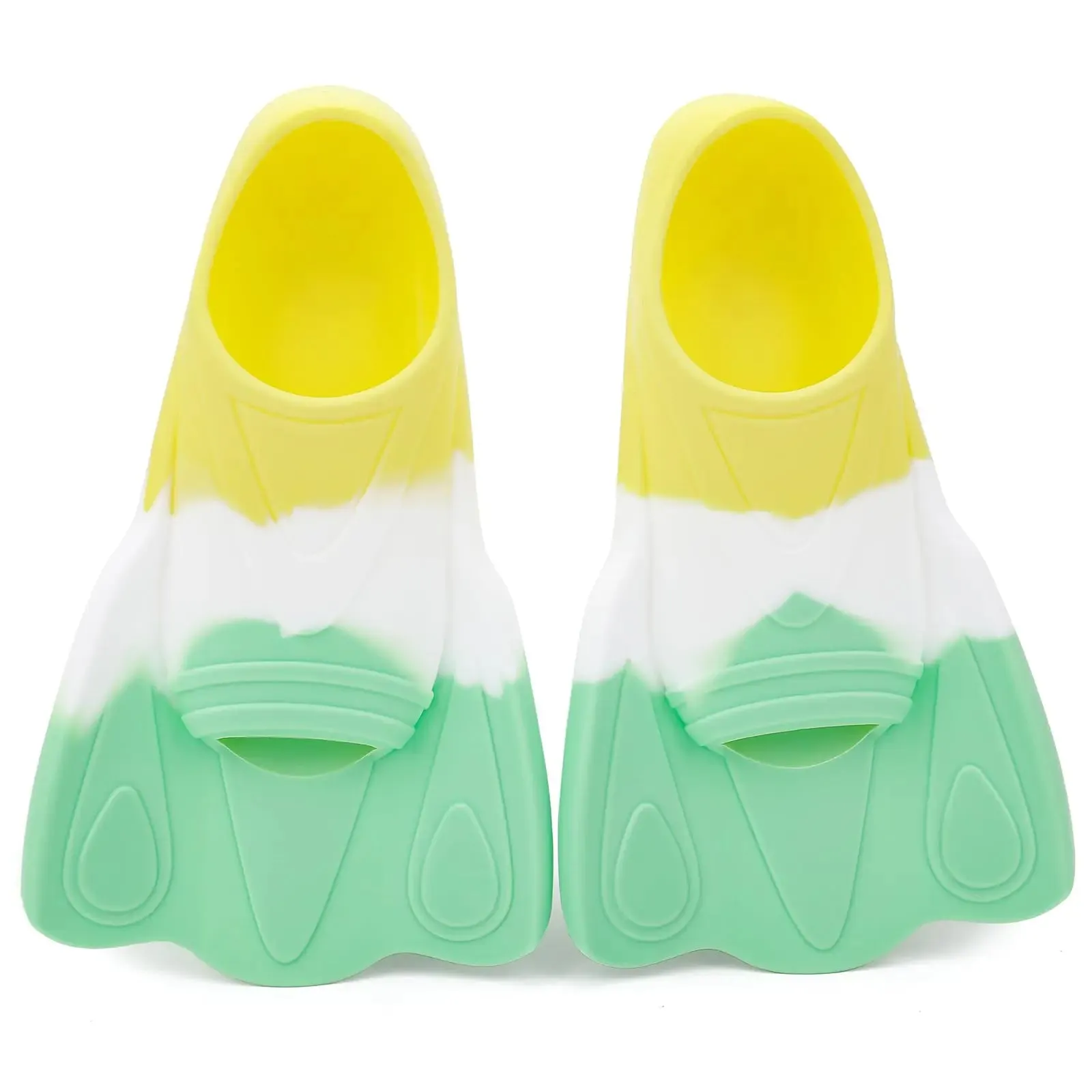 Kids Swim Training Fins Comfortable Silicone Short Fins for Lap Swimming Flippers Travel Size Flipper for Kids with Mesh Bag