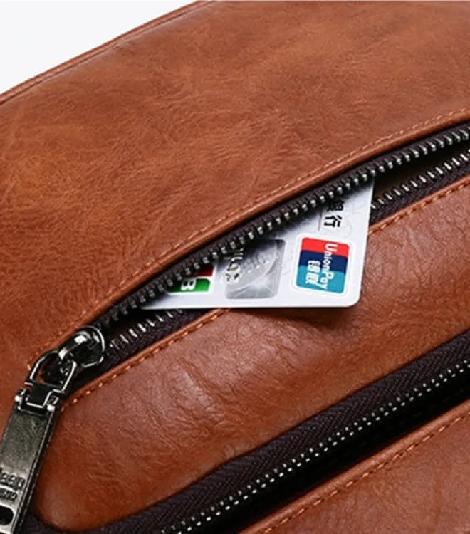 Men's Leather Shoulder Bag For 9.7 Inch iPad