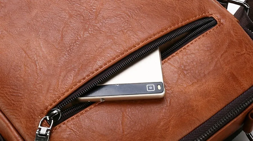Men's Leather Shoulder Bag For 9.7 Inch iPad