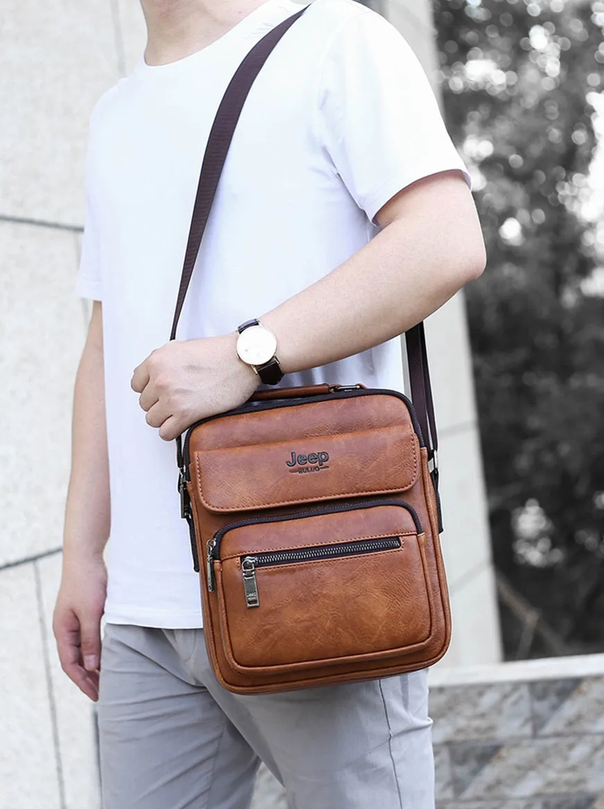 Men's Leather Shoulder Bag For 9.7 Inch iPad