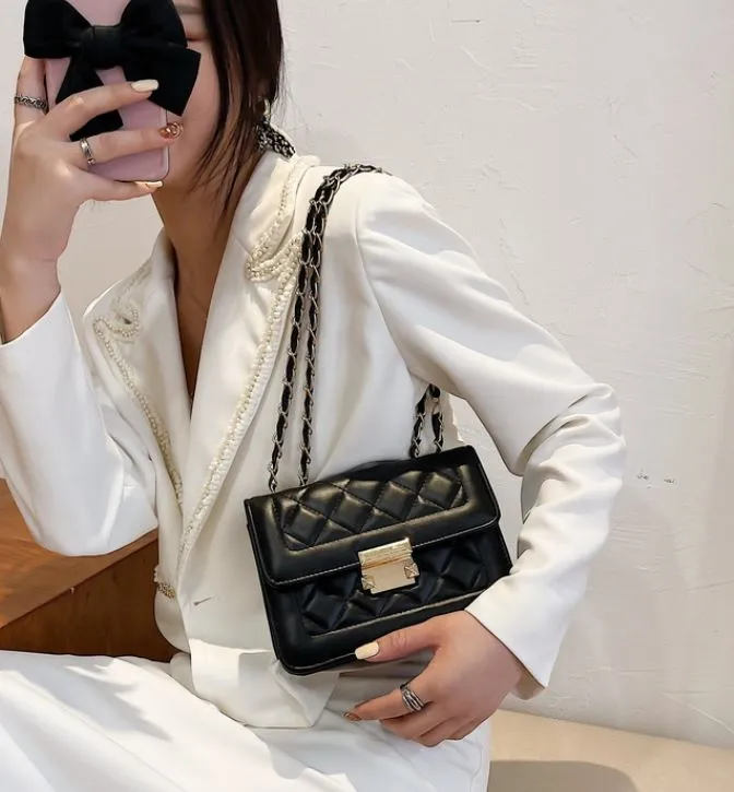  PB102 Black Quilted Design Shoulder Bag