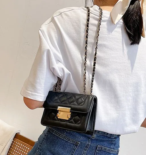  PB102 Black Quilted Design Shoulder Bag