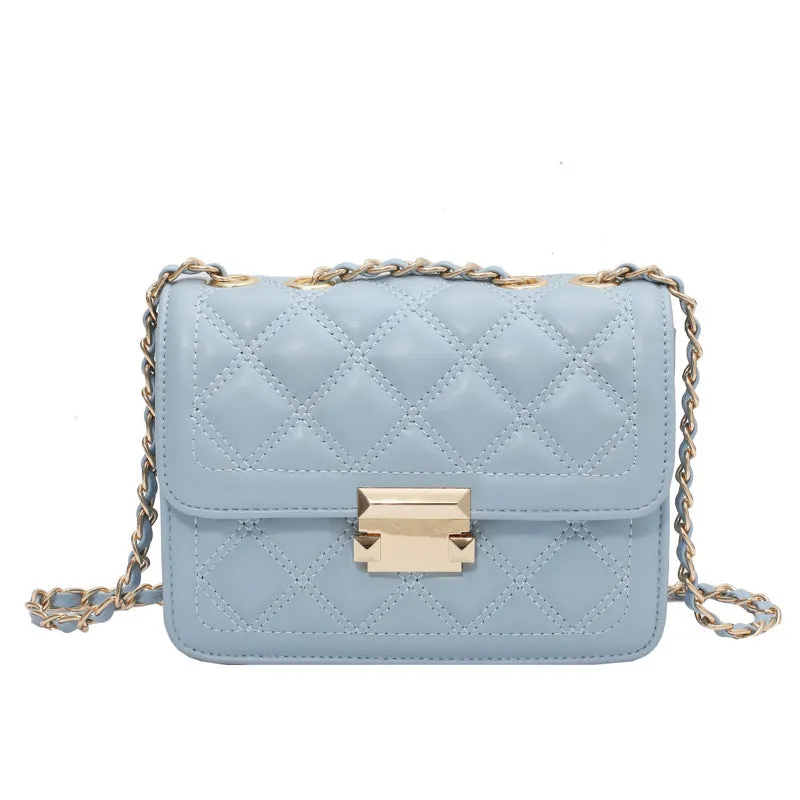  PB112 Pale Blue Quilted Design Shoulder Bag