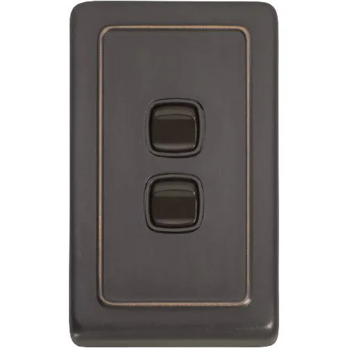 Tradco 2 Gang Flat Plate Rocker Switches