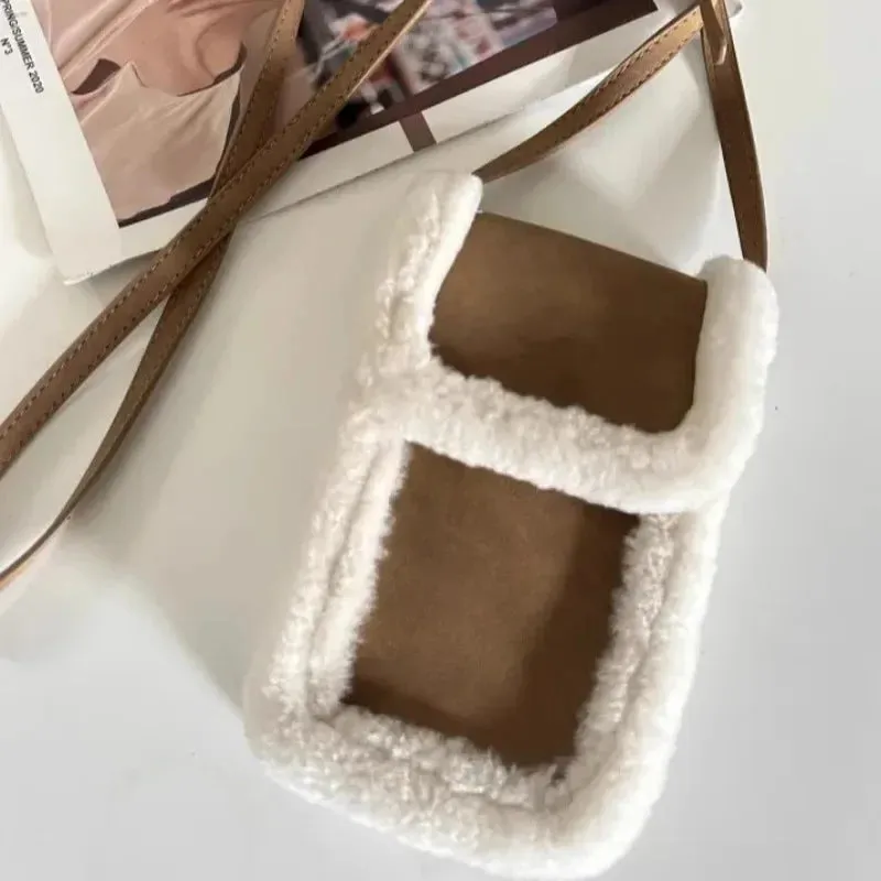 UAKISS  -  Korean All Match Fluffy Mini Cellphone Bags Vintage Chic Crossbody Bag Women Casual Purses Sweet Y2k Aesthetic Shoulder Handbags