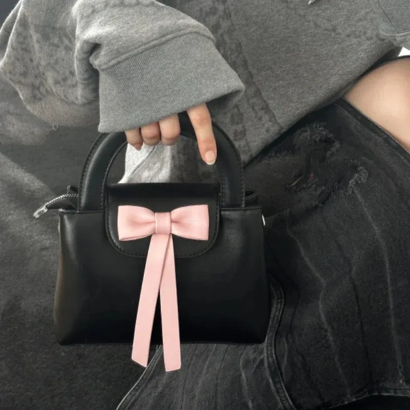 UAKISS  -  Korean Kawaii Bow Mini Square Bag Y2k Aesthetic Elegant Sweet Chic Crossbody Top-Handle Bags Fairy Fashion Purses and Handbags