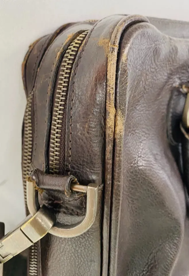 Vintage Mulberry Brown Leather Messenger Bag
