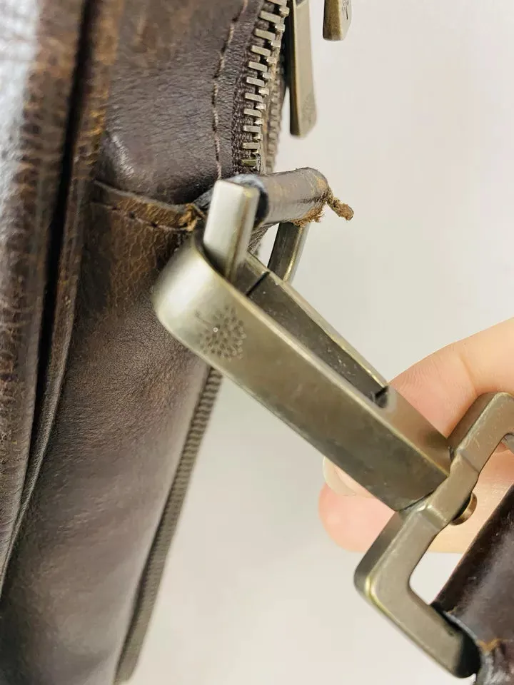 Vintage Mulberry Brown Leather Messenger Bag